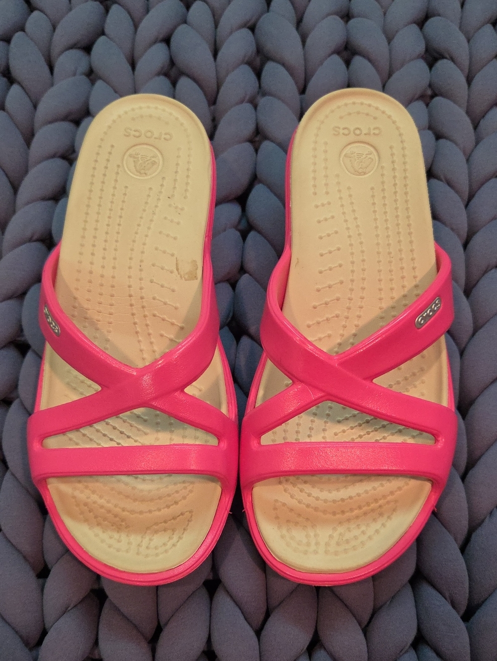 CROCS Women’s Hot Pink Strappy Slip-On Sandals